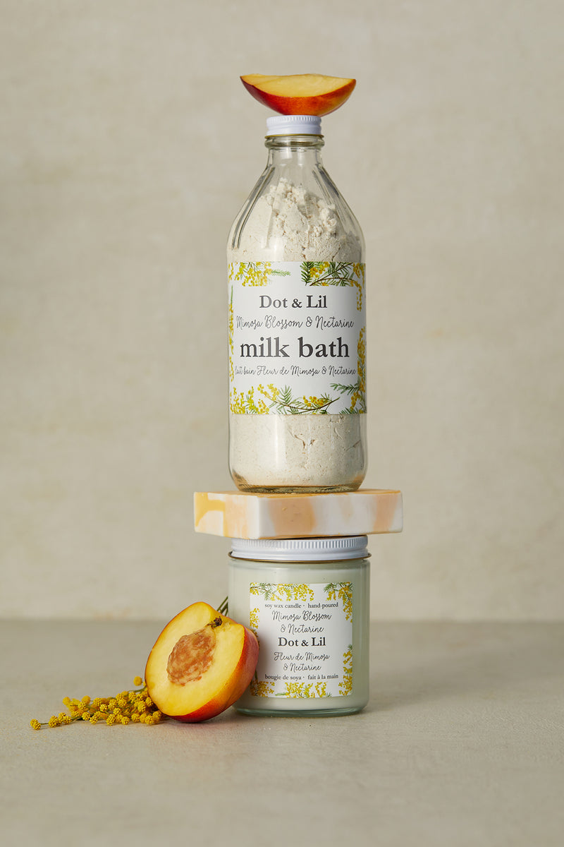 mimosa blossom & nectarine milk bath