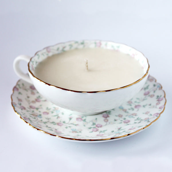 rice flower teacup candle without saucer